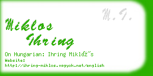 miklos ihring business card